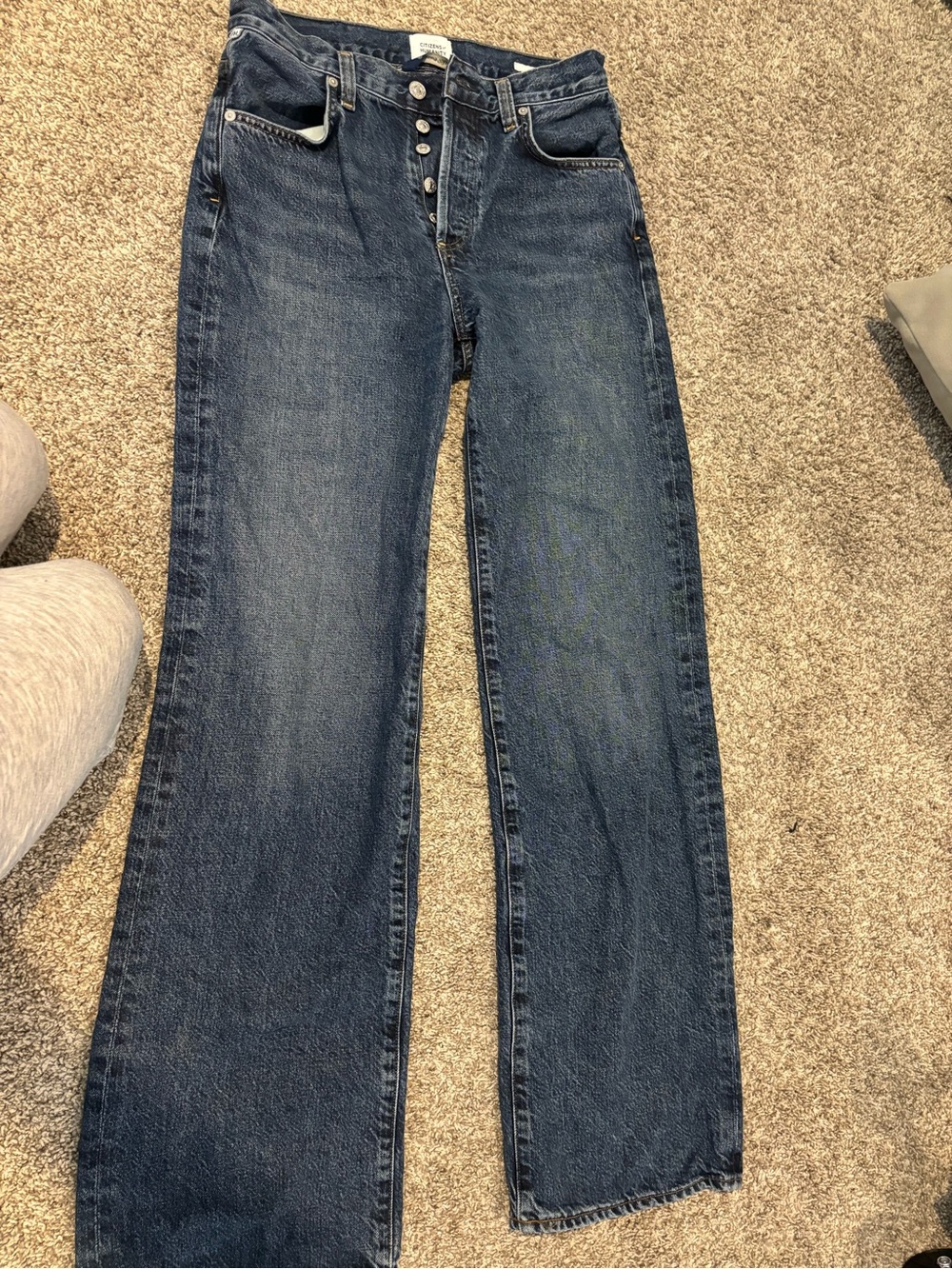 Citizens Of Humanity Dark Blue Wide-Leg Jeans